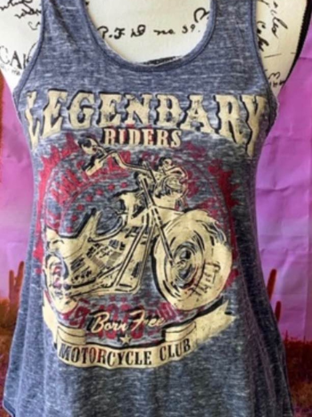 Shyanne Blue Graphic Motorcycle Tank with Red and Cream Accents
